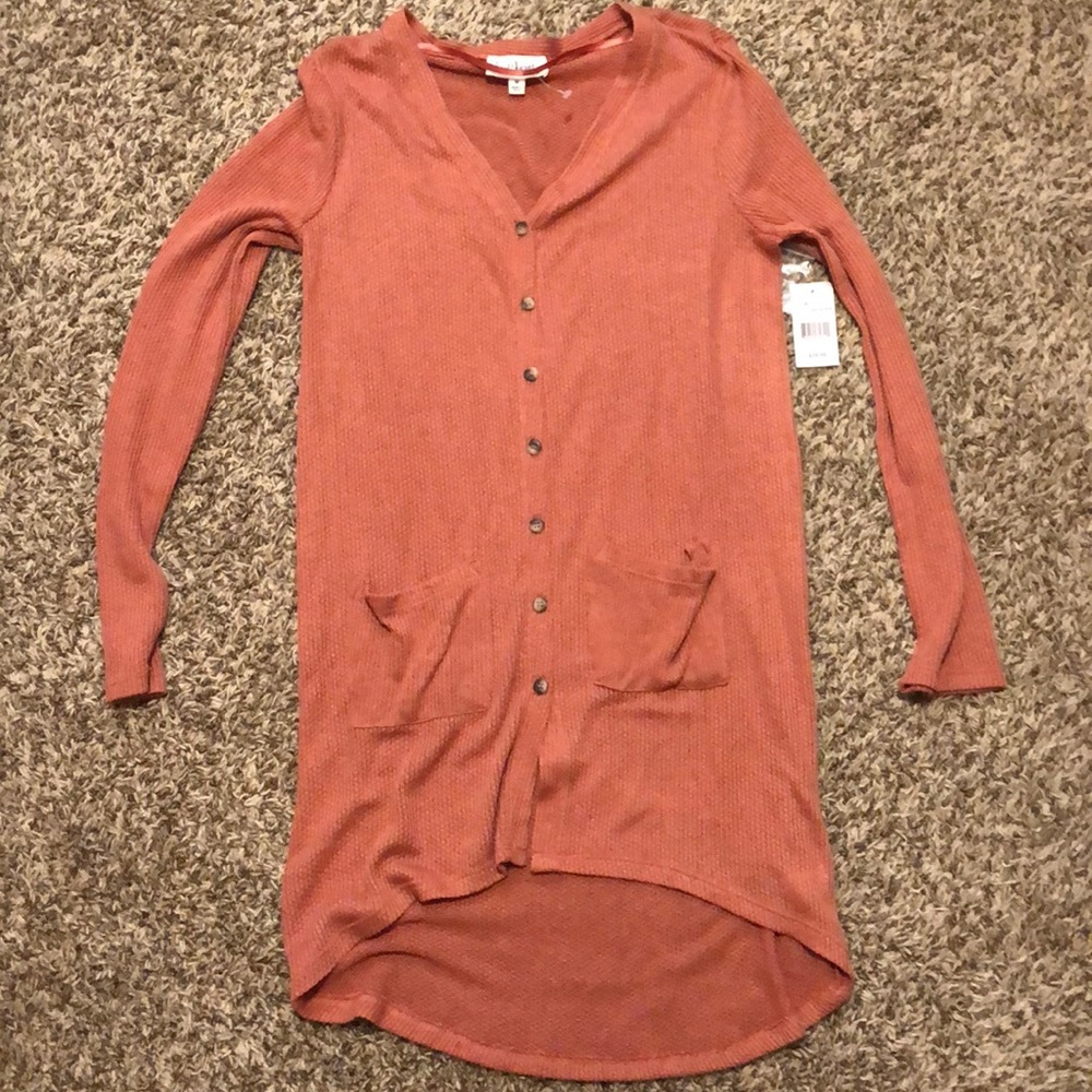 Canyon Rose Long Button-Down Cardigan